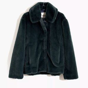 Madewell Faux-Fur Crop Coat in Dark Palm